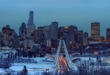 Edmonton cityscape in the wintertime