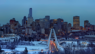 Edmonton cityscape in the wintertime