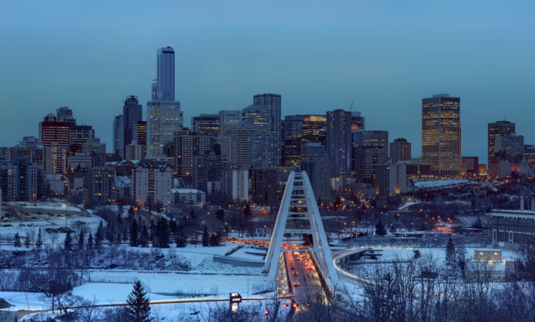 Edmonton cityscape in the wintertime